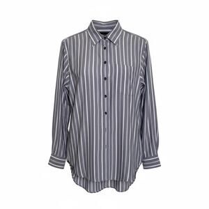 Classiques Entier Size S Button Up Work Wear Top Purple Striped Classic Cotton